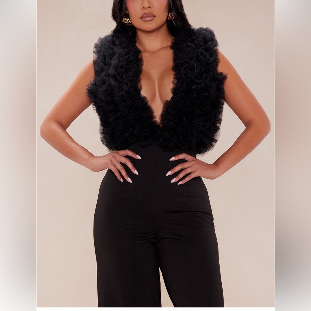 Elegant Black Tulle Jumpsuit